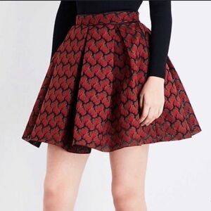 NWT Maje Elegant Red and Black Skater Skirt size 3